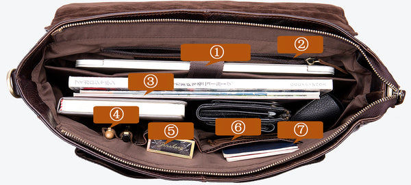 DEEPKEE original nubuck handmade full-grain genuine leather cowhide bag DEEPKEE® HANDMADE LEATHER BRIEFCASE #8942