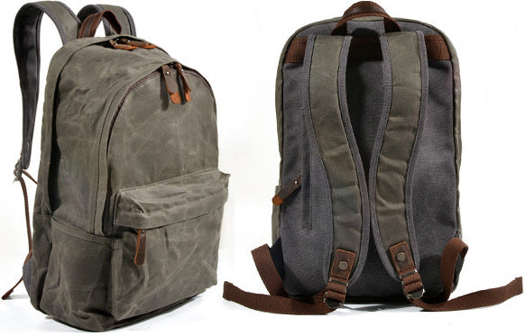 DEEPKEE original nubuck handmade full-grain genuine leather cowhide bag Deepkee Handmade Leather&Waxed-Canvas Weekend Travel Backpack #6023