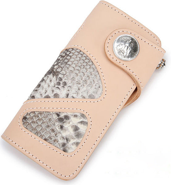 DEEPKEE original nubuck handmade full-grain genuine leather cowhide bag DEEPKEE Handmade Python Leather Bifold Wallet #59895