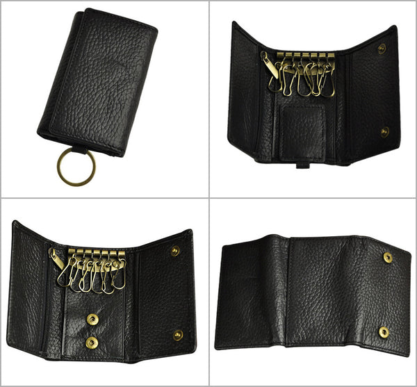 DEEPKEE original nubuck handmade full-grain genuine leather cowhide bag DEEPKEE Handmade Leather Trifold Key Wallet #KZ230