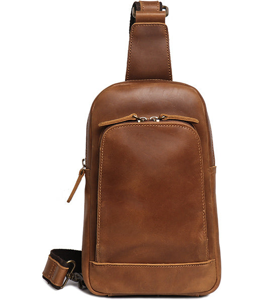 DEEPKEE original nubuck handmade full-grain genuine leather cowhide bag Buddy Sling Crossbody Bag No.30012