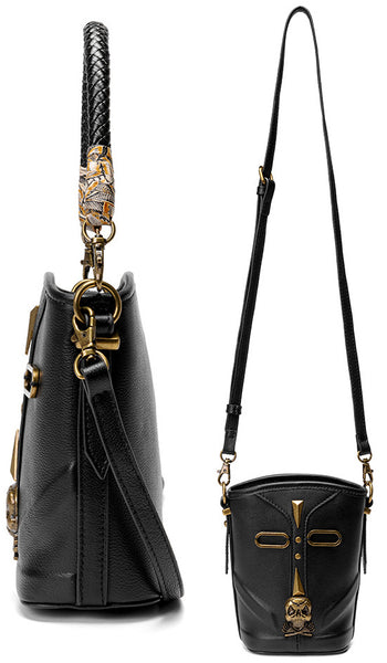 DEEPKEE original nubuck handmade full-grain genuine leather cowhide bag Steampunk Rivet Handbag #G178