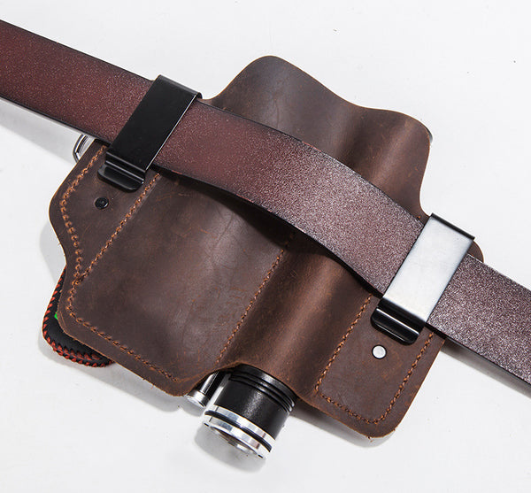 DEEPKEE original nubuck handmade full-grain genuine leather cowhide bag Outdoor Equipment EDC Tactical Tool Holster #C71