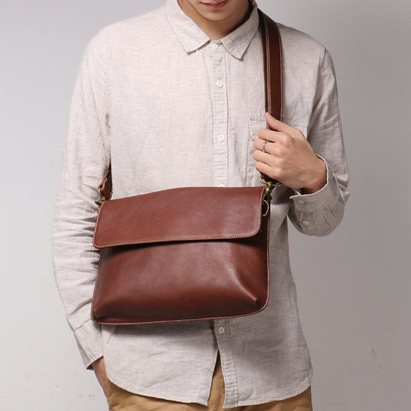 DEEPKEE original nubuck handmade full-grain genuine leather cowhide bag The DEEPKEE Crossbody Messenger Bag #1039