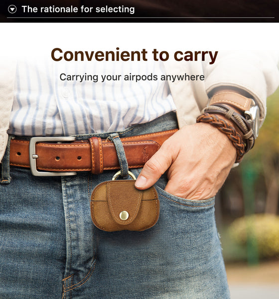 DEEPKEE original nubuck handmade full-grain genuine leather cowhide bag Personalized Leather AirPods Pro Case Custom Leather 1/2 AirPods Case Airpod Case Cover