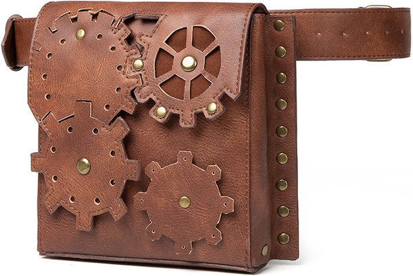 DEEPKEE original nubuck handmade full-grain genuine leather cowhide bag Steampunk PU Leathers Gothic Fanny Waist Leg Bag Women Girl #G039B