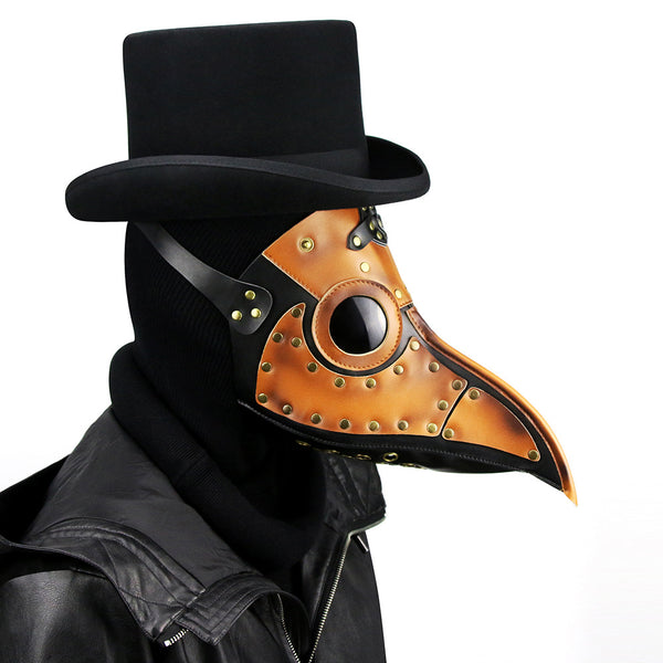 DEEPKEE original nubuck handmade full-grain genuine leather cowhide bag Steampunk Plague Doctor Bird Beak, Medieval Bubonic DR Costume Masquerade Masks # FHG090