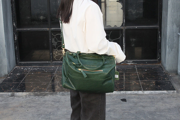 DEEPKEE original nubuck handmade full-grain genuine leather cowhide bag Crystal Vegetable Tanned Cowhide Pandora Box Biker Bag KM-23713