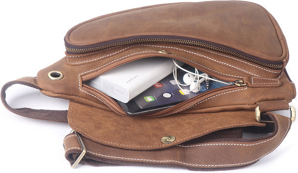 DEEPKEE original nubuck handmade full-grain genuine leather cowhide bag Theodoric Sports shoulder bag No.J090