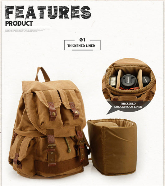 DEEPKEE original nubuck handmade full-grain genuine leather cowhide bag Casual Retro Photography Backpack Bag #F1233