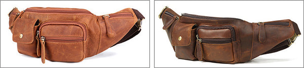 DEEPKEE original nubuck handmade full-grain genuine leather cowhide bag The Ultimate Leather Fanny Pack #6375