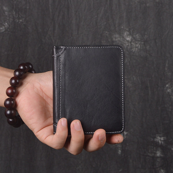 DEEPKEE original nubuck handmade full-grain genuine leather cowhide bag DEEPKEE HANDMADE | Oiled leather Trifold Wallet No.190