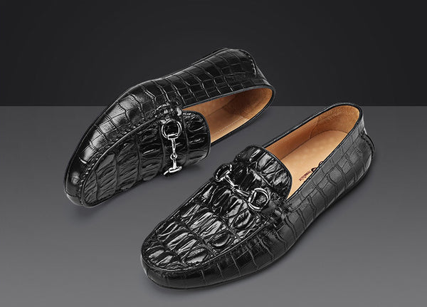 DEEPKEE original nubuck handmade full-grain genuine leather cowhide bag Handmade Crocodile Gommino Mens 6007-1