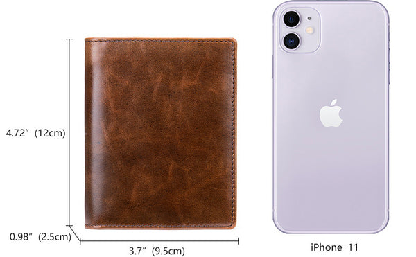 DEEPKEE original nubuck handmade full-grain genuine leather cowhide bag Deepkee Leather Durable Full-grain Cowhide Bifold Wallet #7333