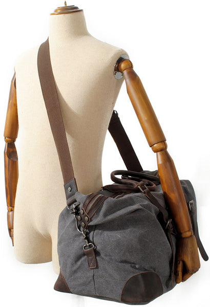 DEEPKEE original nubuck handmade full-grain genuine leather cowhide bag Leather Canvas Travel Handbag Canvas Duffle Bag #82056K