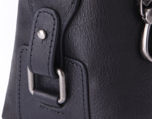 DEEPKEE original nubuck handmade full-grain genuine leather cowhide bag Cool Brown Black Coffee Leather Clutch Bag Purse Business Handbag #8185