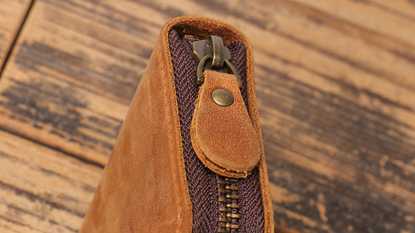 DEEPKEE original nubuck handmade full-grain genuine leather cowhide bag DEEPKEEE HANDMADE Mouth Organ Wallet/Card Holder No.J005