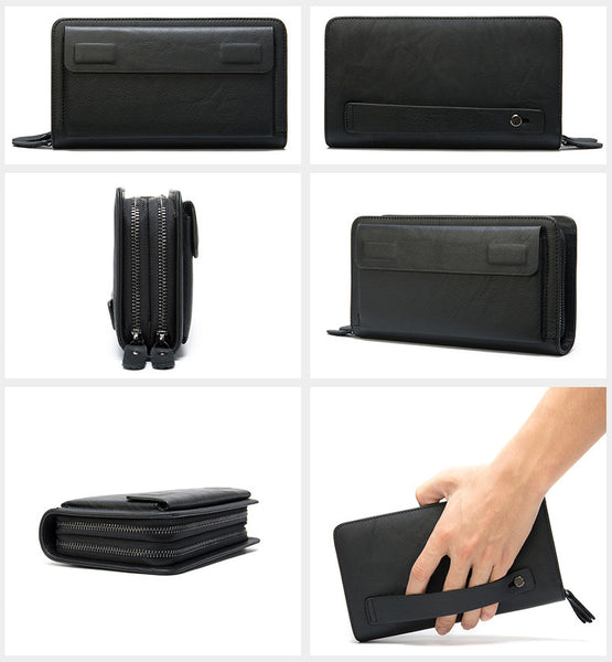 DEEPKEE original nubuck handmade full-grain genuine leather cowhide bag Deepkee Cowhide Single/Double-Layered Zip Wallet #9069