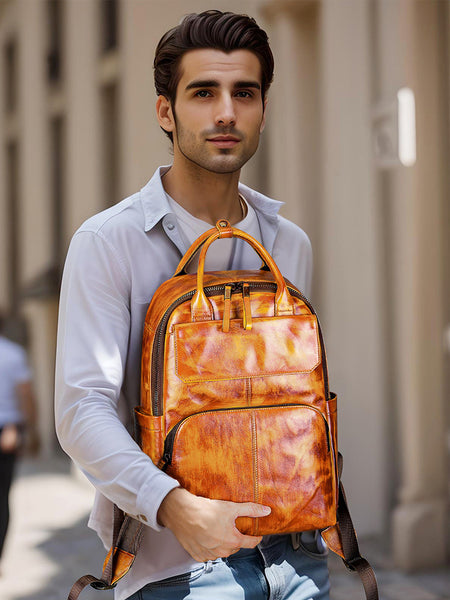 DEEPKEE original nubuck handmade full-grain genuine leather cowhide bag DEEPKEE HANDMADE Leather Business Shoulder Bag #816