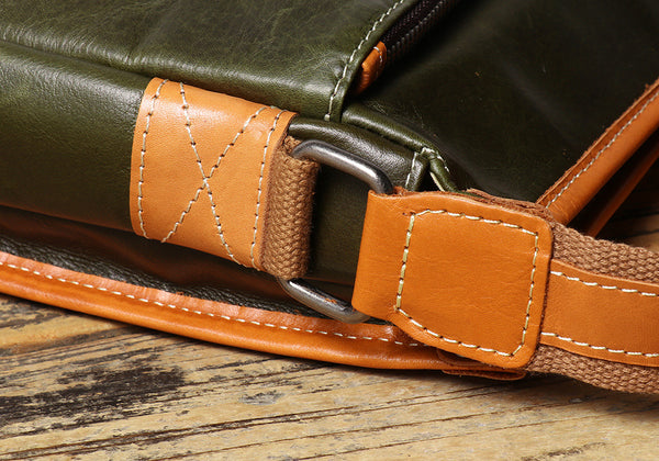 DEEPKEE original nubuck handmade full-grain genuine leather cowhide bag The Break Messenger Bag #1899