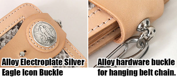 DEEPKEE original nubuck handmade full-grain genuine leather cowhide bag DEEPKEE Handmade Python Leather Bifold Wallet #59895