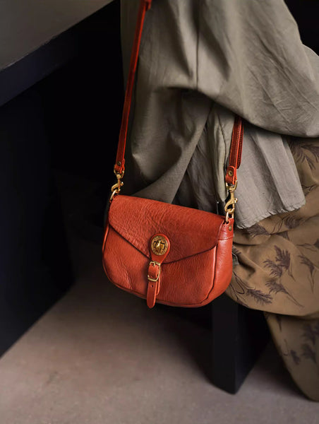 DEEPKEE original nubuck handmade full-grain genuine leather cowhide bag Handicraft Pure Leather Saddle Bag #43022