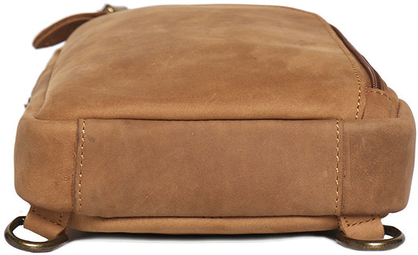 DEEPKEE original nubuck handmade full-grain genuine leather cowhide bag Baldwin Unisex Sling Bag No.30011