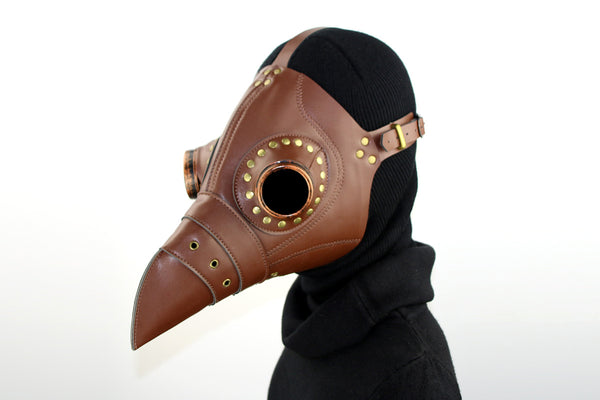 DEEPKEE original nubuck handmade full-grain genuine leather cowhide bag Steampunk Plague Doctor Bird Mask Long Nose Beak Halloween Costume #HG080