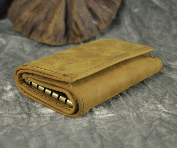 DEEPKEE original nubuck handmade full-grain genuine leather cowhide bag DEEPKEE Handmade Leather Trifold Key Wallet #KZ230