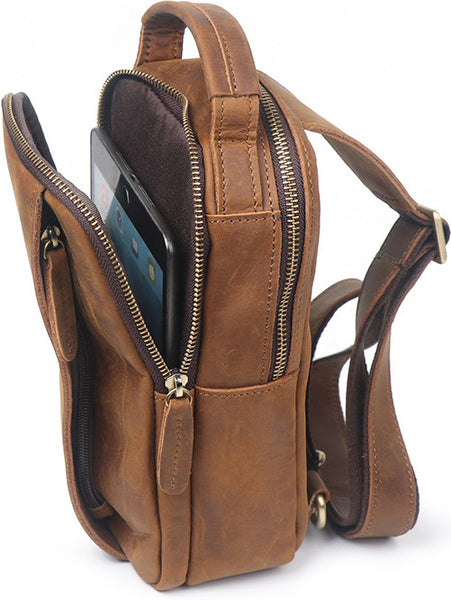 DEEPKEE original nubuck handmade full-grain genuine leather cowhide bag Scottsdale Sling Bag No.J075