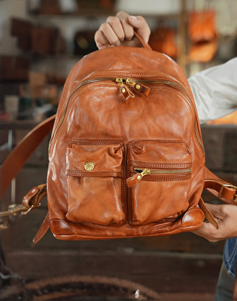 DEEPKEE original nubuck handmade full-grain genuine leather cowhide bag Deepkee Leather Horsehide or Sheephide Backpack #31005_1