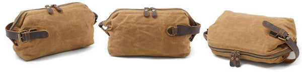 DEEPKEE original nubuck handmade full-grain genuine leather cowhide bag DEEPKEE Waxed Canvas Leather Waterproof Wash Bag #9161