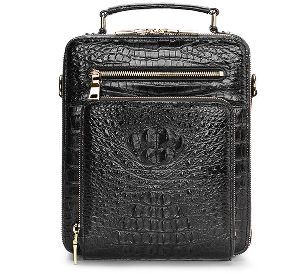 DEEPKEE original nubuck handmade full-grain genuine leather cowhide bag Handmade Leather Men's shoulder bag light luxury crocodile leather men's bag #1075