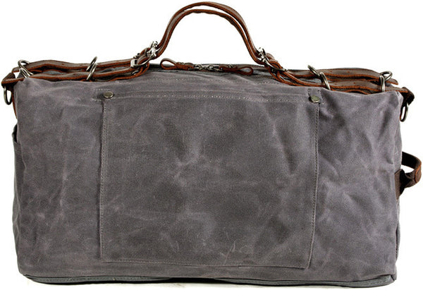 DEEPKEE original nubuck handmade full-grain genuine leather cowhide bag American military style distressed thick waxed canvas with solid craftsmanship Duffle bag #9518
