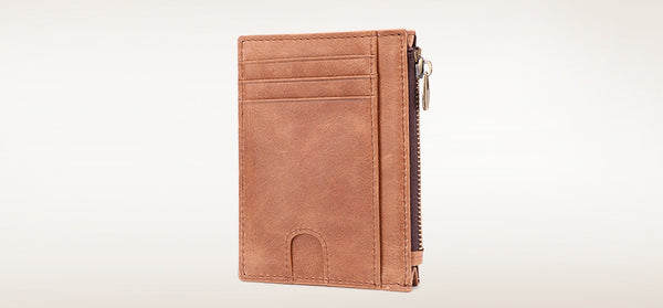 DEEPKEE original nubuck handmade full-grain genuine leather cowhide bag Leather Anti-Magnetic Card Holder #K053