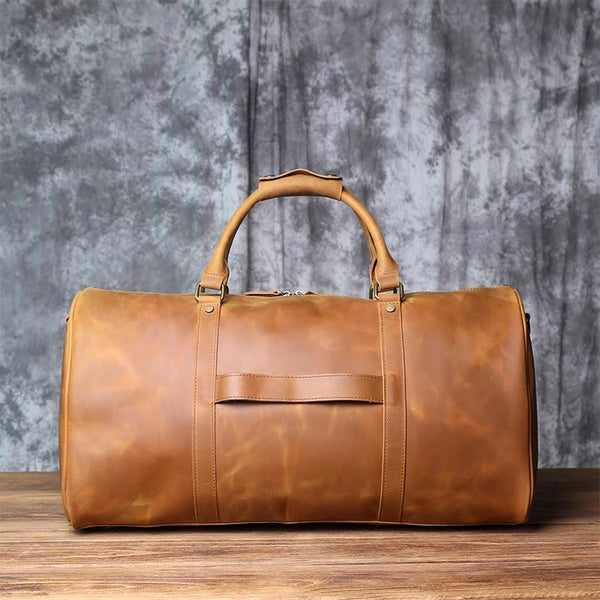 DEEPKEE original nubuck handmade full-grain genuine leather cowhide bag Wesley Crazy Horse Skin Large Travel Bag No.30181