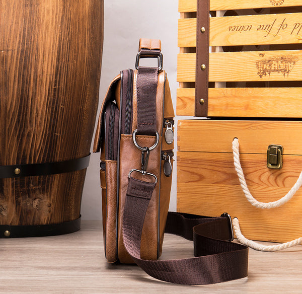 DEEPKEE original nubuck handmade full-grain genuine leather cowhide bag Deepkee Handcraft Cowhide Crossbody Side Bag #6037