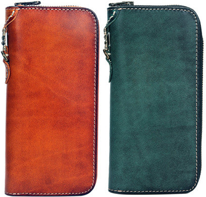 DEEPKEE original nubuck handmade full-grain genuine leather cowhide bag Deepkee Handcrafted Cowhide Long Zipper Wallet #20624