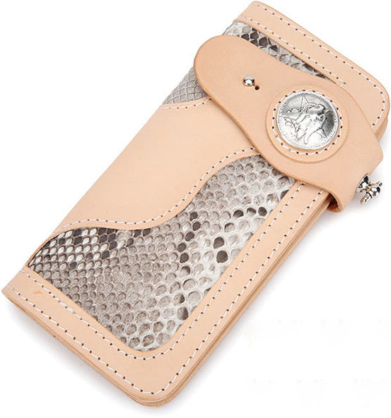 DEEPKEE original nubuck handmade full-grain genuine leather cowhide bag DEEPKEE Handmade Python Leather Bifold Wallet #59895