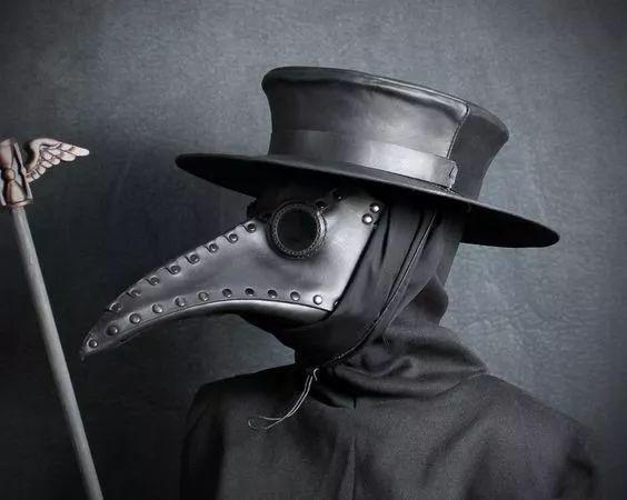 DEEPKEE original nubuck handmade full-grain genuine leather cowhide bag Gothic Plague Doctor Crow Mask Props Cosplay Steampunk Raven Costume #FPBM062