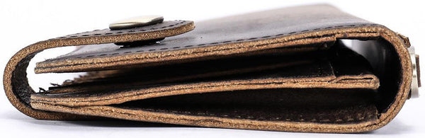 DEEPKEE original nubuck handmade full-grain genuine leather cowhide bag Deepkee Leather Chain Bifold Wallet 8810