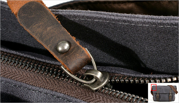 DEEPKEE original nubuck handmade full-grain genuine leather cowhide bag Handmade Leather Canvas Courier Bag# 6027