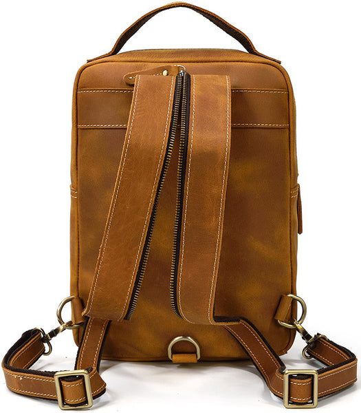 DEEPKEE original nubuck handmade full-grain genuine leather cowhide bag Alfred Leather Satchel Backpack No.1038