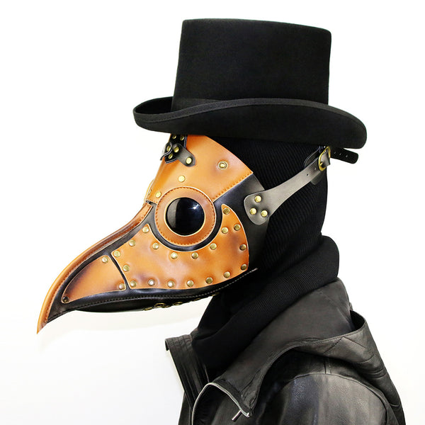 DEEPKEE original nubuck handmade full-grain genuine leather cowhide bag Steampunk Plague Doctor Bird Beak, Medieval Bubonic DR Costume Masquerade Masks # FHG090