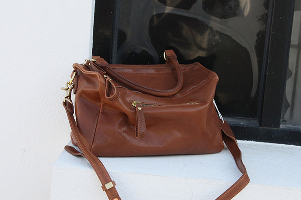 DEEPKEE original nubuck handmade full-grain genuine leather cowhide bag Crystal Vegetable Tanned Cowhide Pandora Box Biker Bag KM-23713