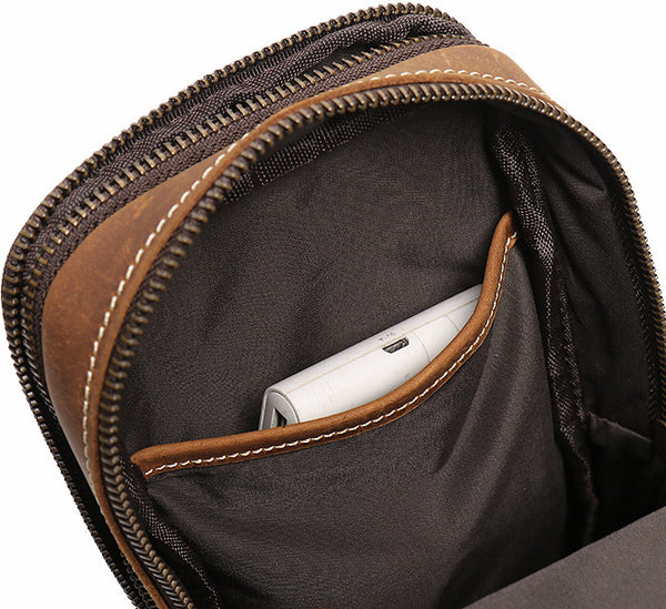 DEEPKEE original nubuck handmade full-grain genuine leather cowhide bag Leather Sling Crossbody Bag No.1078