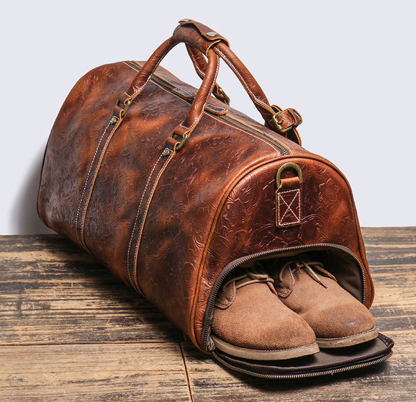 DEEPKEE original nubuck handmade full-grain genuine leather cowhide bag DEEPKEE LEATHER | Sheridan Style Duffle Bag No.30009-5