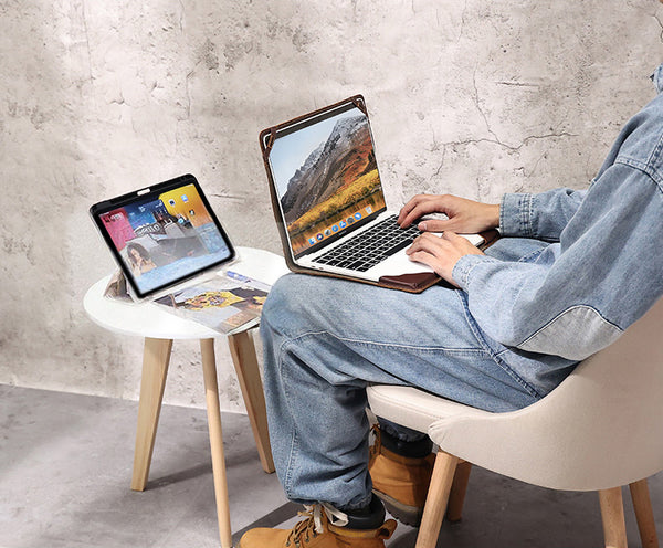 DEEPKEE original nubuck handmade full-grain genuine leather cowhide bag Suitable for 13.3-inch MacBookPro/Air Leather Vintage Laptop Protective Case #2117