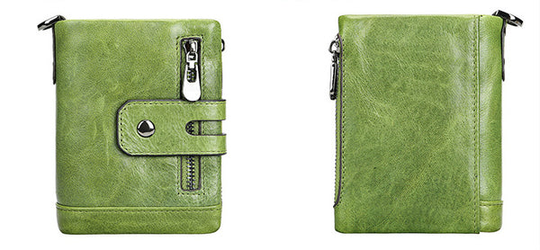 DEEPKEE original nubuck handmade full-grain genuine leather cowhide bag DEEPKEE Leather Bifold Chain Wallet 7515