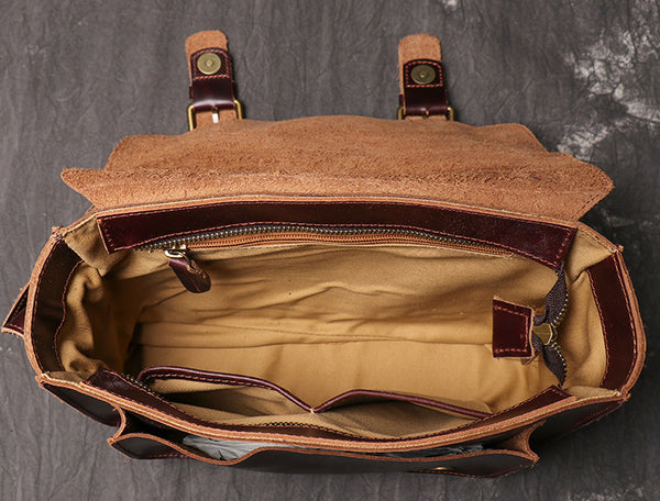 DEEPKEE original nubuck handmade full-grain genuine leather cowhide bag DEEPKEE LEATHER | Patt Portable Messenger Bag No.255